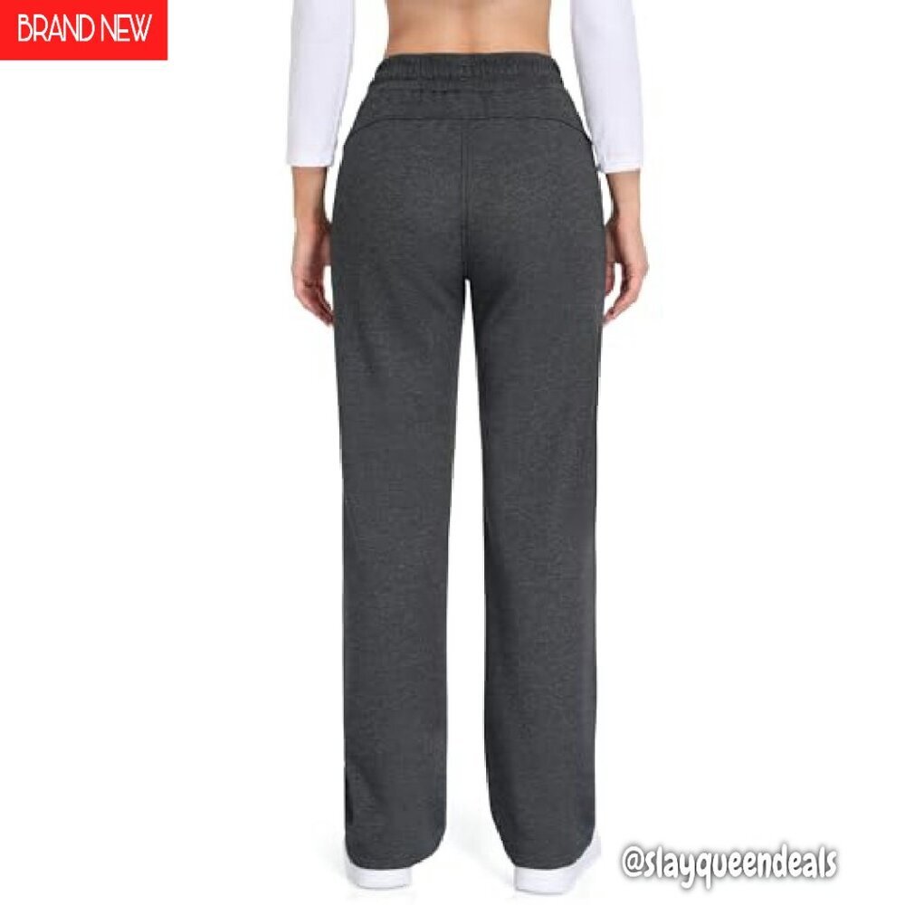 Tall Fleece Lined Sweatpants Straight Leg Thermal Lounge Pants - Picture 3 of 8